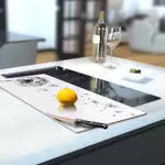 Glass Hob Cover / Chopping Board in Dandelion White - 30cm Wide x 52cm High