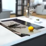 Glass Hob Cover / Chopping Board in Elephant - 30cm Wide x 52cm High