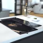 Glass Hob Cover / Chopping Board in Espresso Coffee - 30cm Wide x 52cm High
