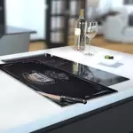 Glass Hob Cover / Chopping Board in Flat White Coffee - 30cm Wide x 52cm High