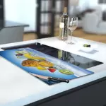 Glass Hob Cover / Chopping Board in Fresh Fruit In Water - 30cm Wide x 52cm High