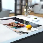 Glass Hob Cover / Chopping Board in Highland Cow On White - 30cm Wide x 52cm High