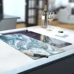 Glass Hob Cover / Chopping Board in Liquid Aqua - 30cm Wide x 52cm High