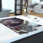 Glass Hob Cover / Chopping Board in Liquid Black - 30cm Wide x 52cm High