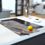 Glass Hob Cover / Chopping Board in Liquid Grey - 30cm Wide x 52cm High