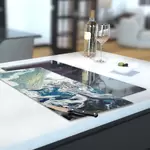 Glass Hob Cover / Chopping Board in Liquid Ocean - 30cm Wide x 52cm High