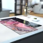 Glass Hob Cover / Chopping Board in Liquid Pink Marble - 30cm Wide x 52cm High