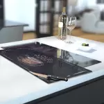 Glass Hob Cover / Chopping Board in Mocha Coffee - 30cm Wide x 52cm High