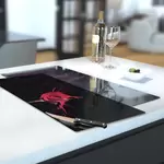 Glass Hob Cover / Chopping Board in Paint Drip Rose - 30cm Wide x 52cm High