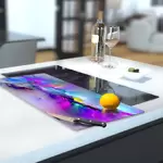 Glass Hob Cover / Chopping Board in Rainbow Rain Mountain - 30cm Wide x 52cm High