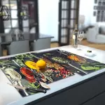 Glass Hob Cover / Chopping Board in Asian Spice - 90cm Wide x 52cm High