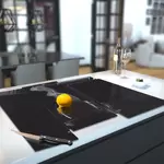 Glass Hob Cover / Chopping Board in Black Coffee Cup - 90cm Wide x 52cm High