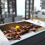 Glass Hob Cover / Chopping Board in Coffee Beans - 90cm Wide x 52cm High