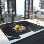 Glass Hob Cover / Chopping Board in Flat White Coffee - 90cm Wide x 52cm High
