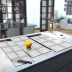 Glass Hob Cover / Chopping Board in Glass Bricks - 90cm Wide x 52cm High