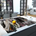 Glass Hob Cover / Chopping Board in Liquid Black - 90cm Wide x 52cm High