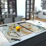 Glass Hob Cover / Chopping Board in Liquid Jade - 90cm Wide x 52cm High