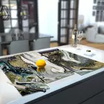 Glass Hob Cover / Chopping Board in Liquid Space - 90cm Wide x 52cm High