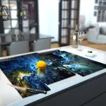 Glass Hob Cover / Chopping Board in Perfect Storm - 90cm Wide x 52cm High