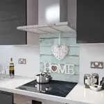 Glass Splashback With Fixing Holes in Home Is Where The Heart Is - 90cm Wide x 80cm High