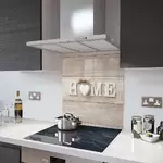 Glass Splashback With Fixing Holes in Home and White Heart - 100cm Wide x 60cm High