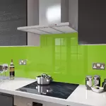 Lime Green - Glass Splashback Socket Cutout - 100cm Wide x 40cm High