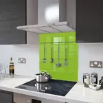Lime Green with Utensil Rail - Glass Splashback - 100cm Wide x 75cm High