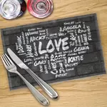 Glass Place Mats x 4 - Word Collage