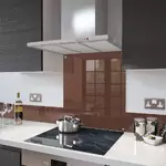 Chocolate Brown - Kitchen Glass Splashback With Fixing Holes - 60cm Wide x 80cm High