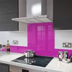 Fuchsia Pink - Kitchen Glass Splashback With Fixing Holes - 75cm Wide x 60cm High