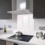 High Gloss White - Kitchen Glass Splashback With Fixing Holes - 110cm Wide x 75cm High