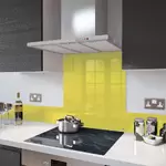Yellow - Kitchen Glass Splashback With Fixing Holes - 110cm Wide x 75cm High