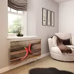 Glass Radiator Cover in 2 Chillies on Chopping Board - Medium