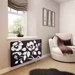 Glass Radiator Cover in Black Floral - Medium