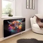 Glass Radiator Cover in Highland Cow On Black - Large