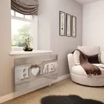 Glass Radiator Cover in Home and White Heart - Large