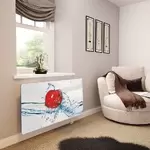 Glass Radiator Cover in Red Apple Splash - Medium