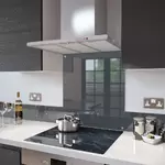 Anthracite Grey - Kitchen Glass Splashback With Fixing Holes - 60cm Wide x 80cm High