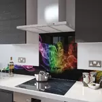 Digital Print Glass Upstand Black Rainbow Smoke 100cm x 14cm