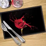 Digital Print Placemat x 4 - Paint Drip Red Rose