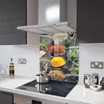Asian Spices - Kitchen Glass Splashback With Fixing Holes - 70cm Wide x 90cm High
