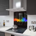 Glass Splashback With Fixing Holes in London Fusion On Black - 100cm Wide x 60cm High