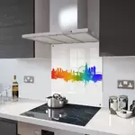 Glass Splashback With Fixing Holes in London Fusion on White - 100cm Wide x 60cm High