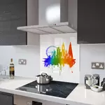 'Pride' London on White - Kitchen Glass Splashback - 90cm Wide x 40cm High