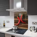 2 Chillies on Chopping Board - Kitchen Glass Splashback - 75cm Wide x 110cm High