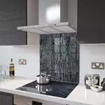 Black Ash - Kitchen Glass Splashback - 90cm Wide x 40cm High