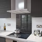 Black Brick - Kitchen Glass Splashback - 90cm Wide x 40cm High