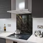 Black Gold Veins - Kitchen Glass Splashback - 90cm Wide x 40cm High