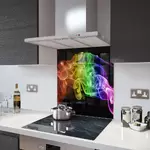 Black Rainbow Smoke - Kitchen Glass Splashback - 90cm Wide x 40cm High