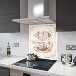Cappuccino Coffee Retro - Kitchen Glass Splashback - 100cm Wide x 50cm High
